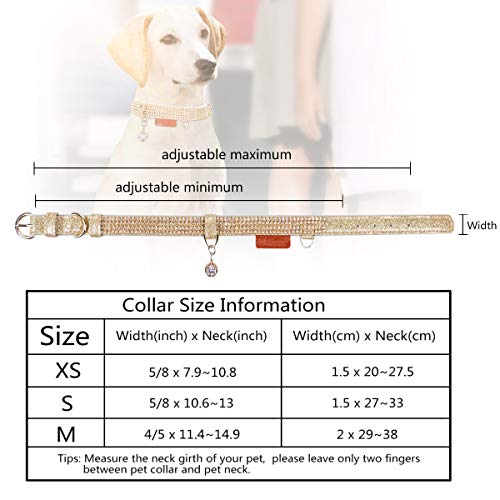 Image of Cat Collar, Dog Collar, [Bling Rhinestones] Adjustable Collars for Small Dog and Cat Small Gold