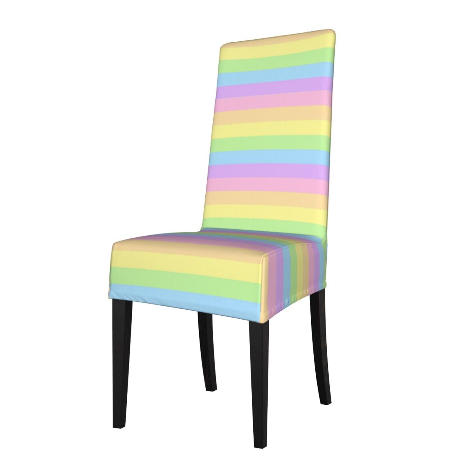 LKYMOH Pastel Rainbow Striped, Chair Covers Stretch Chair Slipcovers for Dining Room, for Party Pet Protection Universal Fit Soft Polyester