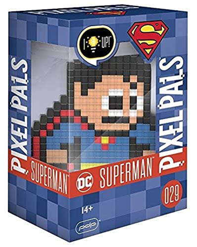 PDP 878-029-NA-SPM Pixel Pals DC Comics Superman kolekcjonerska podświetlana figurka, czerwona/niebieska, 8,8 x 11,2 x 15,90 cm