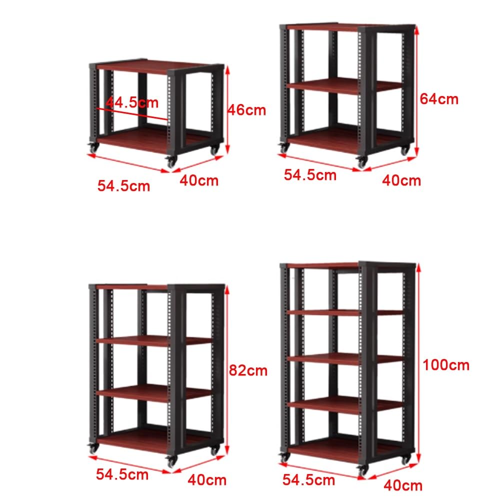 Supporto AV Ma a 4 livelli con ruote in noce o rack per proiettore PS5 console di gioco DVD giradischi HiFi Ste cabinet (altezza 81,3 cm, 4 livelli)