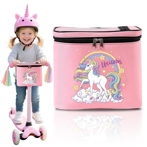 Bolsa de Manillar para Niños, Unicornio Cesta Bicicleta Delantera, Impermeable Accesorios de Bicicleta Cesta Bicicleta Niña para Patinetes, Bicicletas de Equilibrio, Triciclos