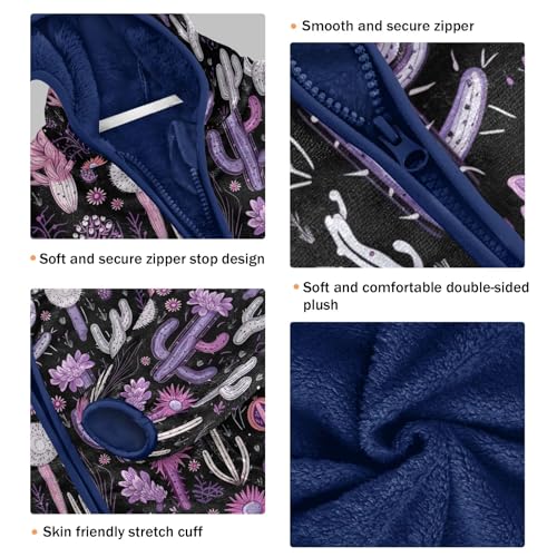 CHIFIGNO Purple Cactus Winter Coats for Toddler Boys, Toddler Zip up Hoodie Boy Boys Lightweight Jacket for Fall Winter Spring 7-8Y3