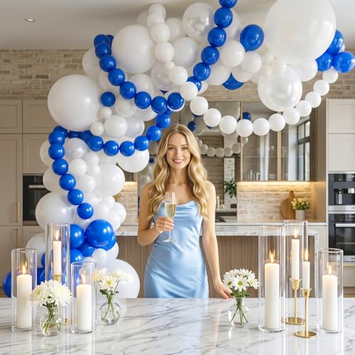 Image of Royal Blue Linking Balloons, 100PCS 6 Inch Dark Blue Link Balloons for Making Balloon Wall Heart Arch, Tails Balloon for Birthday Graduation Wedding Gender Reveal Under The Sea Ocean Party Decorations