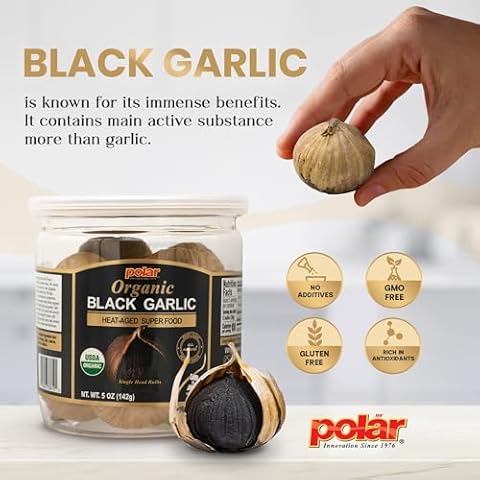 MW Polar USDA Organic Black Garlic 5 oz (Pack of 1), Whole Bulbs, Easy Peel, All Natural, Chemical Free, Kosher Friendly Ready to Eat Healthy Snack Cover