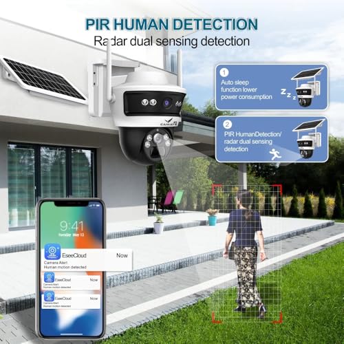 Image of Camate Stellar Duo 4+4MP (2.4GHz & 5GHz) Dual-Band WiFi Solar Outdoor CCTV Camera with 7W Solar Panel, 10400mAh Battery, Motion Detection, Two-Way Audio, IP65 Waterproof Wireless Security Camera