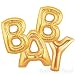 16 Inch Foil Mylar Balloons Banner for Wall Decoration (Premium Quality, Air-Fill Only, Cannot Float), Matte Gold, Letters BABY