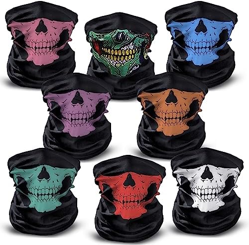 8 Pcs Skull Face Mask Balaclava Ghost Biker Bandana Motorcycle He...