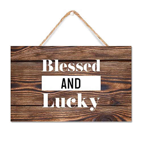 Panneau en bois Blessed and Lucky 25,4 x 40,6 cm pour art mural maison
