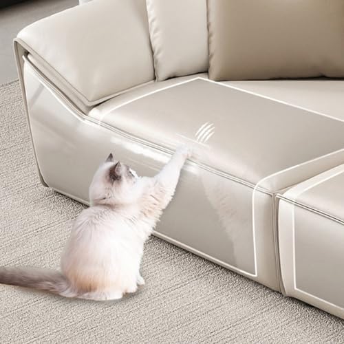 Thicken Clear Cat Scratch Furniture Protector, Adhesive Anti-Scratch Shield for Sofa, Table & Door - Heavy Duty Flexible Claw Guard for Cats