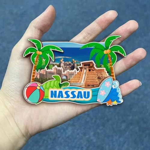 Imán de nevera tridimensional de madera Nassau Bahamas miniatura 2