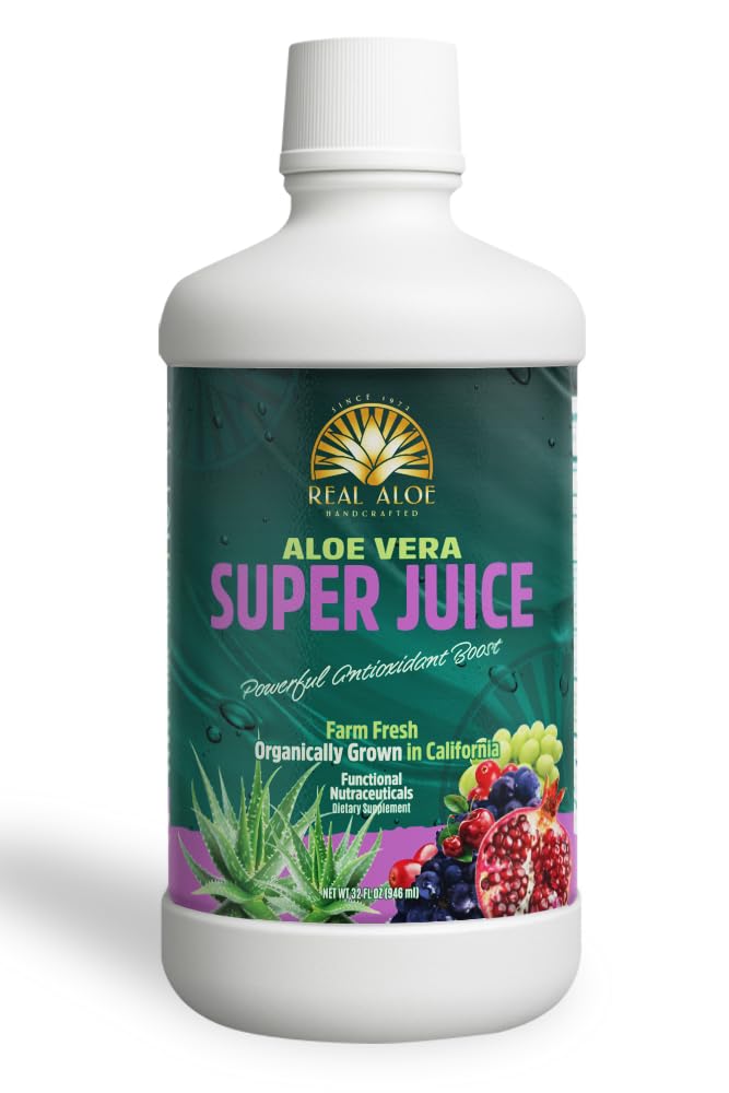 Aloe Vera Super Juice (32 fl oz) | Certified Organic California-Grown Aloe | Inner Leaf Gel with Pomegranate & Cranberry | Antioxidant & Hydration Support | Dietary Supplement | Made in USA
