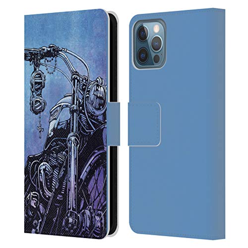 Funda libro iPhone 12 Pro esqueleto de moto ideal para rutas y uso urbano