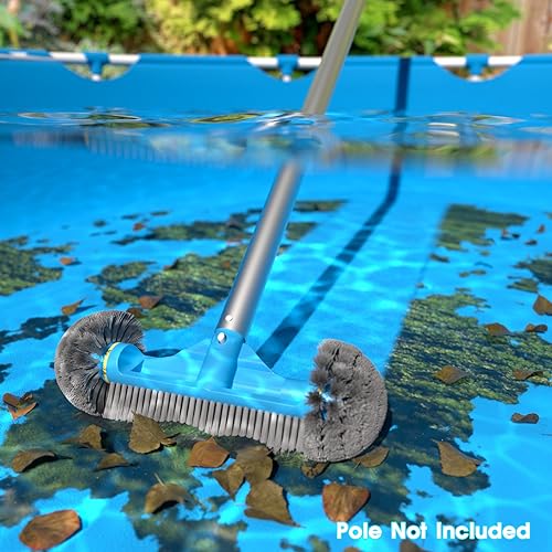 TidyMister 12.5\'\' Round End Pool Brush Head - Cleaning Wall & Tiles & Steps, Sturdy Nylon Bristles, Scrub Brush for Inground/Above Ground Pool, Spa, Hot Tub, No Pole - Thumbnail 6
