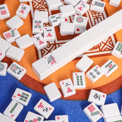 Set de fichas de Mahjong americano con tapete azul miniatura 6