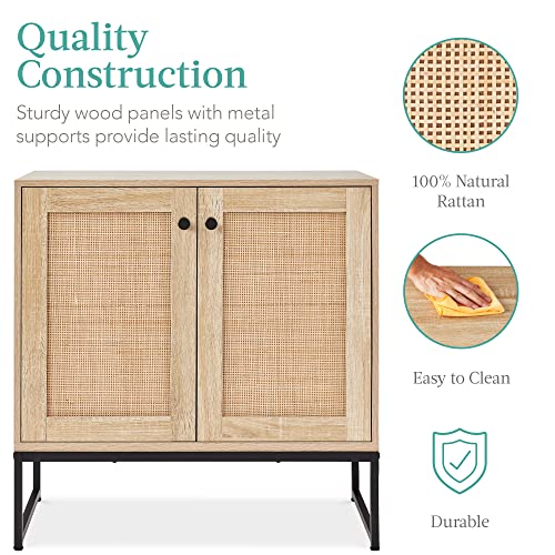 Best Choice Products SKY6513 2-Door Rattan Storage Cabinet, Accent Furniture, Multifunctional Cupboard For Living Room, Hallway, Kitchen, Sideboard, Buffet Table W/Non-Scratch Foot Pads thumb #7