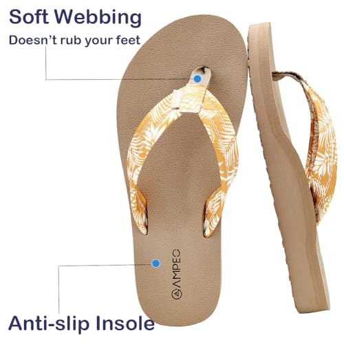 Ampeo Women's Arch Support Flip Flops Comfortable Casual Summer Beach Thong Sandals