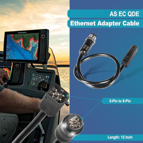Image of 720074-12 AS EC QDE 12 Ethernet Adapter Cable Fits for Helix 7, Helix 8, Helix 9, Helix 10, Helix 12 and Helix 15 Fish Finders