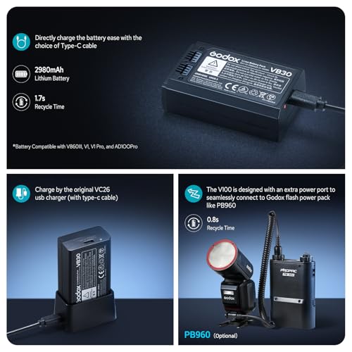 Godox V100 O V100-O Flash for Olympus, 2.4G 100W TTL