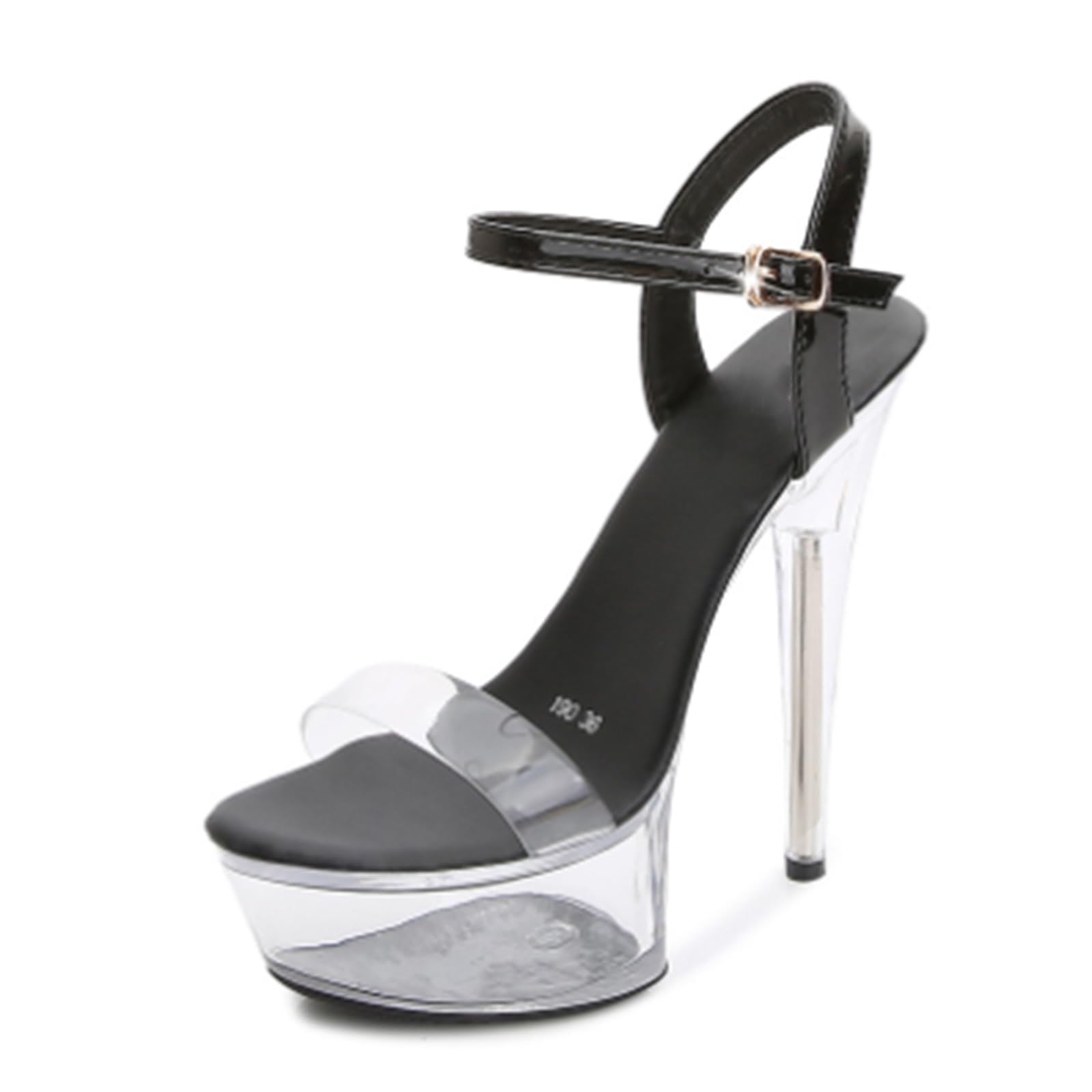 Femmes 15CM Plate-Forme Claire Talons Hauts Cheville-Sangle Sexy Stiletto Pole Dance Exotique Sandales Chaussures