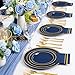 NOCCUR 200PCS Navy Blue Plastic Plates for 100 Guests - Include 100PCS 10