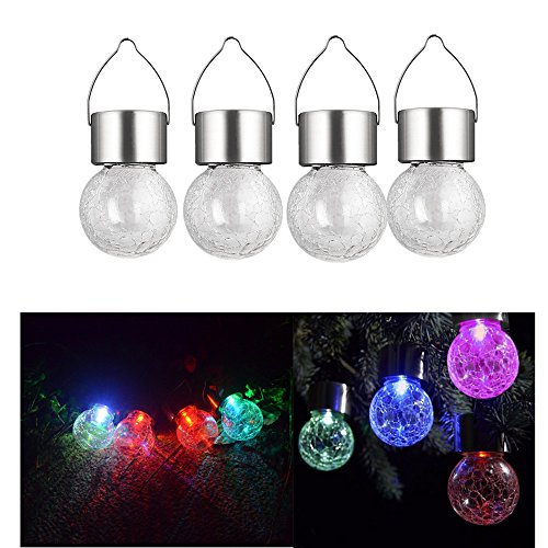 Luces solares de bola de cristal para colgar lámpara mosaico LED solar estaca de jardín farol de luces de Navidad decorativo multicolor lámpara de luz (4 unidades) por jeerui