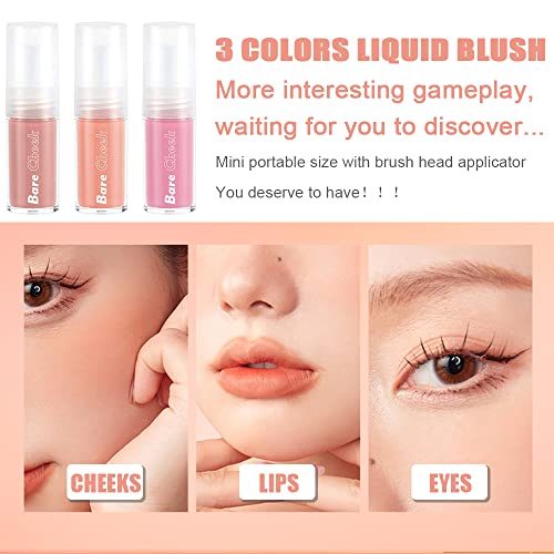Lightweight Breathable Liquid Blush, Liquid Blush Makeup, Matte Soft Cream Blush Makeup For Eyes, Lips & Cheeks, Weightless, Long-Wearing, Natural-Looking, Dewy Finish(01# Cream Peach) #TOP2