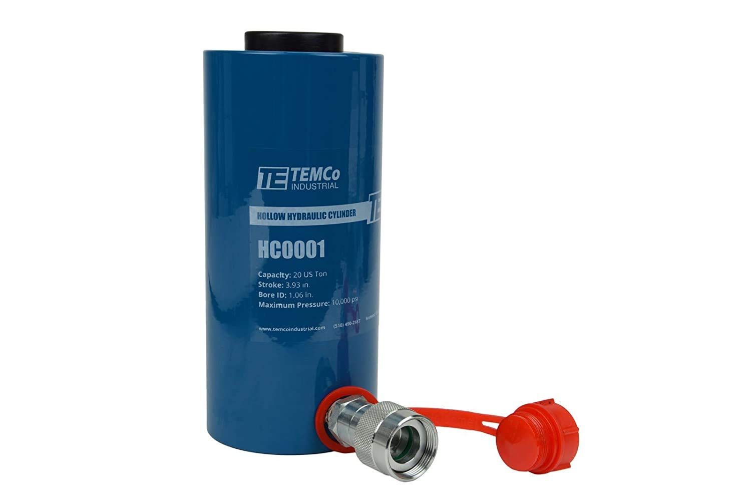 TEMCo 20 Ton Hollow Hydraulic Cylinder 4" Stroke Single Acting 10,000 PSI – Tensioning, Pulling & Maintenance — Amazon image 5