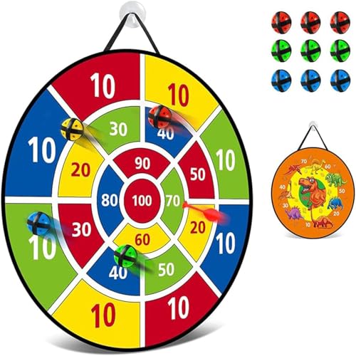 CEMIRK Dartscheibe für Kinder – 26 Zoll Klettballspiel, doppelseitig mit Dino-Motiv & klassischem Design, 9 Bälle, Outdoor Spiele für Kinder, Wurfspiel ab 3 Jahre, Spielzeug Jungen Mädchen CEMIRK Dartscheibe für Kinder – 26 Zoll Klettballspiel, doppelseitig mit Dino-Motiv & klassischem Design, 9 Bälle, Outdoor Spiele für Kinder, Wurfspiel ab 3 Jahre, Spielzeug Jungen Mädchen