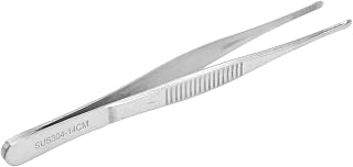 Dressing Thumb Forceps, Tweezer Stainless Steel, Serrated Tip Straight 5.5 Inch, Serrated Straight Tip Slip Resistant Surgical Tweezers