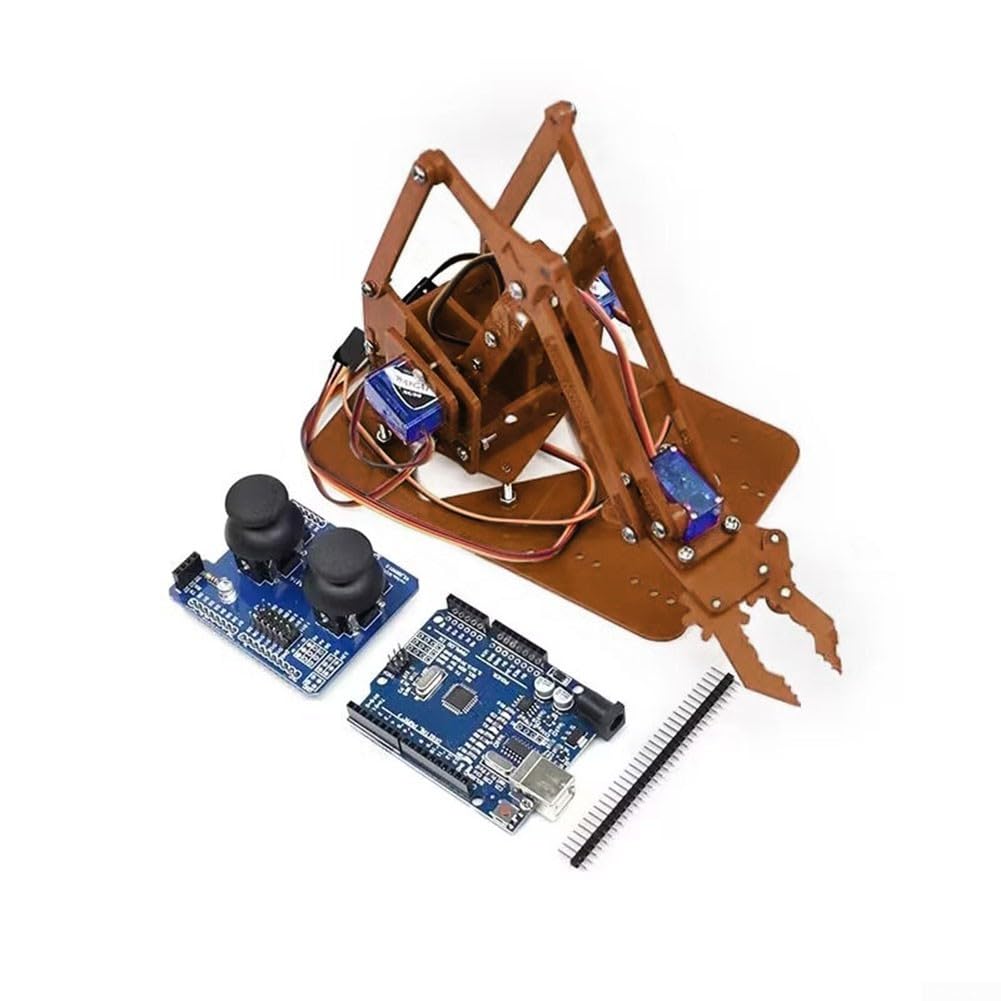 Kit braccio robotico acrilico 4DOF fai da te elettronica con artiglio per apprendimento a vapore e progetti creativi per ragazzi dai 14 anni in su per ARDUINO (Orange pro)