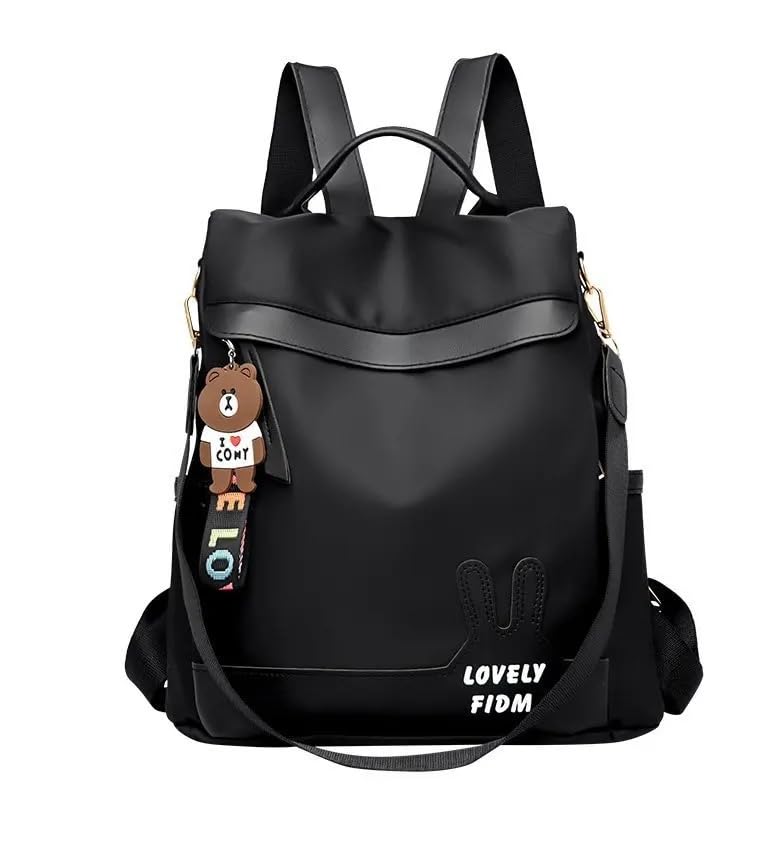 WANQLYN Backpack Purse for Women - Convertible Satchel Handbags Shoulder Bag,Anti-Theft Oxford Cloth Travel Daypack Zipper Bags for Ladies Girls (PLAIN BLACK) (B0CS9VC1Y8) Amazon Price History, Amazon Price Tracker