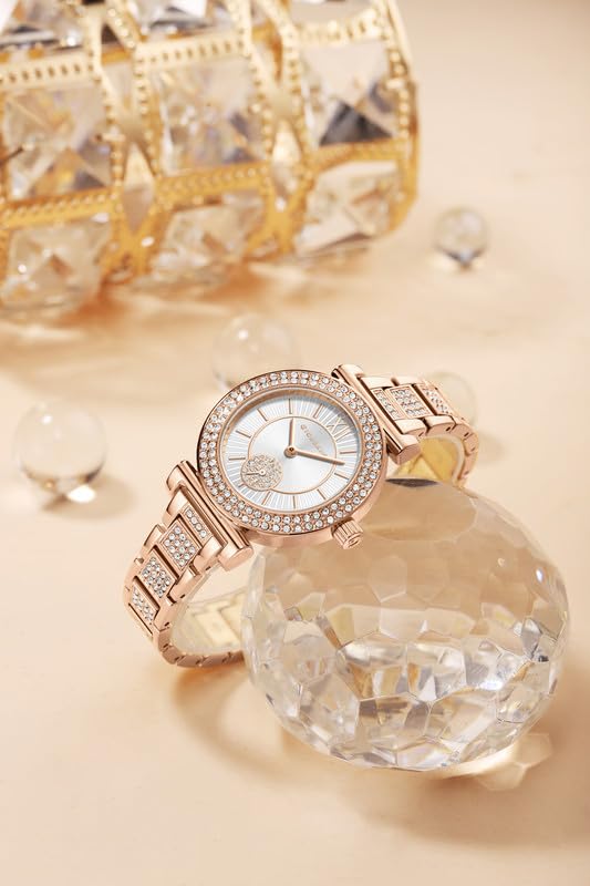 Image of Giordano Luxury Analog Watch for Women - Elegant Crystal Design with sub dial and Diamond Studed statinless Steel Strap