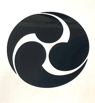 【 江戸時代の紋染型紙 】　左三つ巴紋　額入り　蔵出初 江戸時代の紋染型紙 】 左三つ巴紋 額入り 蔵出初