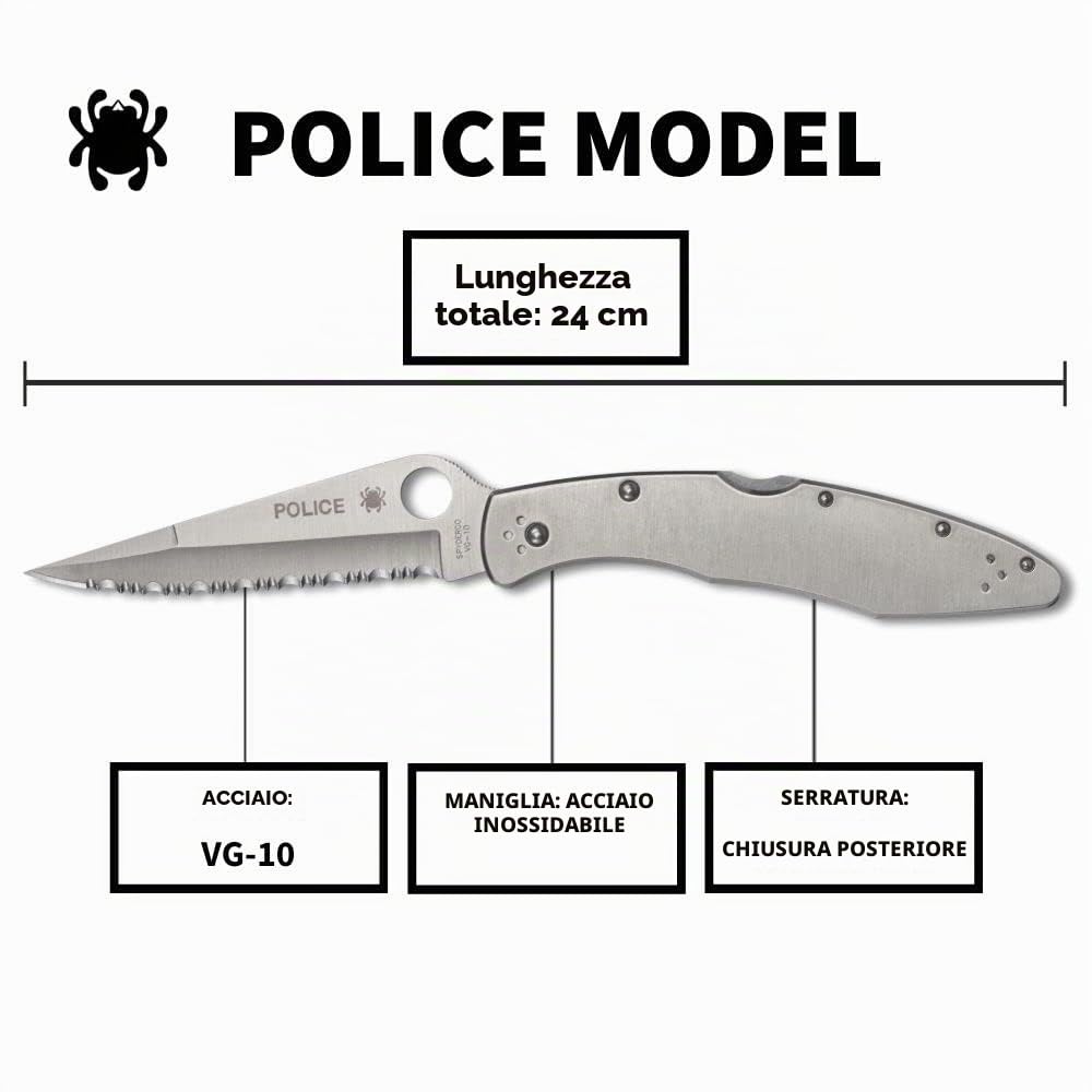 Police - Mango: Acero inox._Filo: SpyderEdge