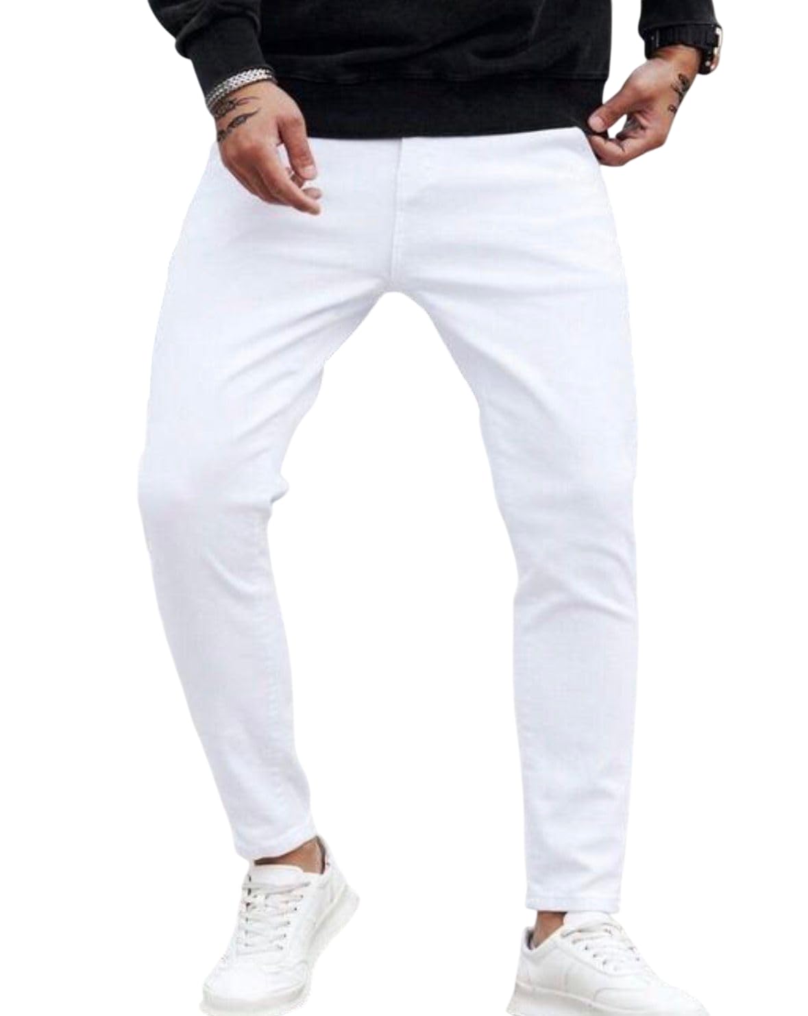 Men's Smart Fit Stretchable Jeans, Mid-Rise Denim Pants, Whisker Wash, 4 Pocket, Casual Wear-image-15