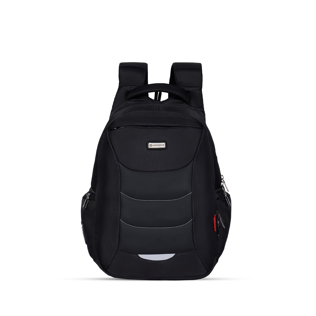 HARISSONS Prima (Octech) Laptop Backpack for Men & Women | 39L Versatile With Integrated USB Ports & Expandable Main Compartment | Tech Protector Polyester (Black)