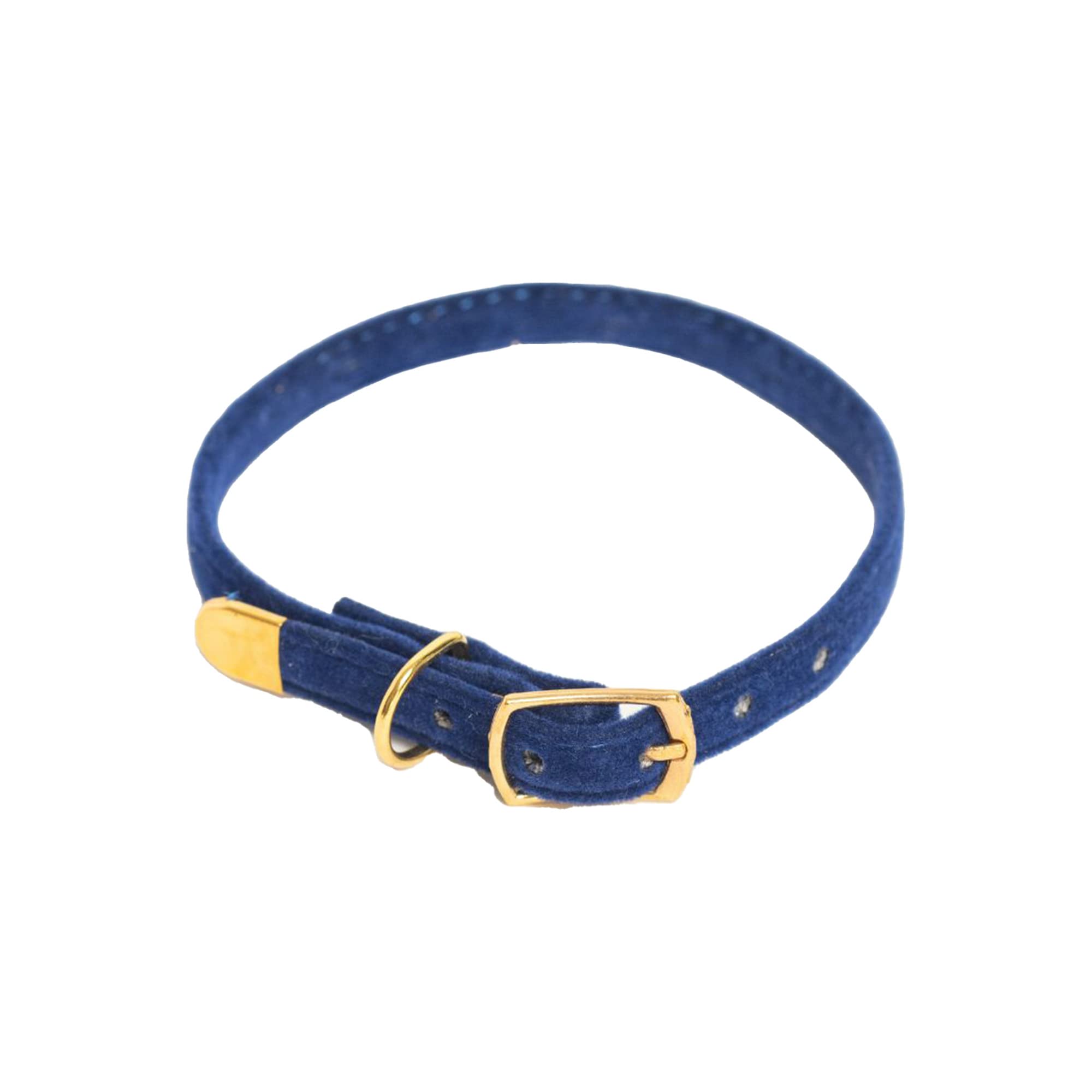 Katzenhalsband, Samt mit goldenen Messingelementen, Quantenenergie & Heilfrequenzen, blau, für Katzen