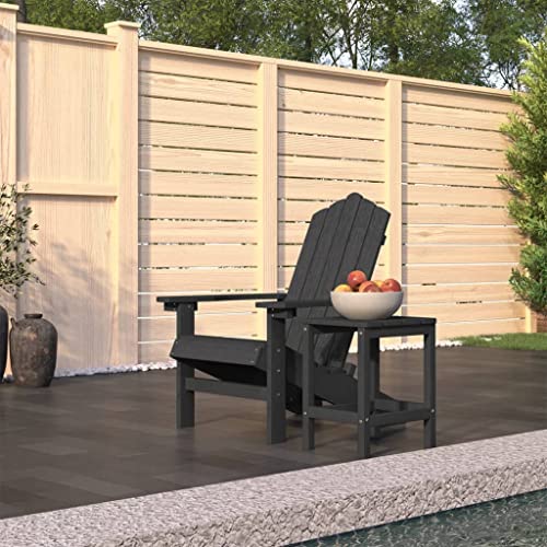 Woonisher Silla de jardín Adirondack con Mesa HDPE Gris Antracita