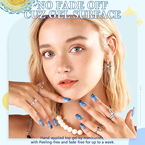 Square Acrylic Blue Press On Nails Glamermaid #TOP3