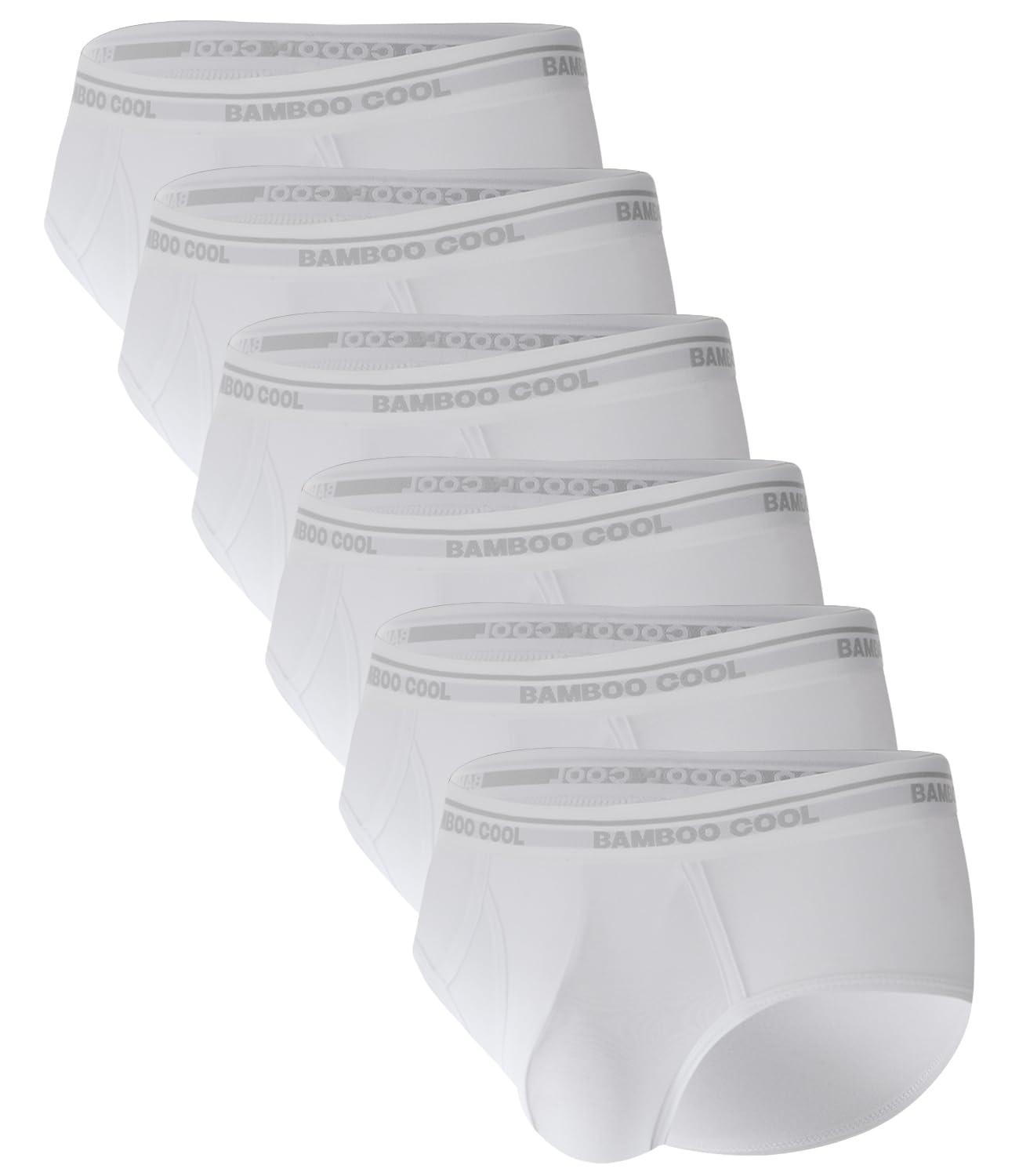 BAMBOO COOL Mens Breathable Soft Underwear Open-fly Classic Briefs, Tag-free, 6 Pack