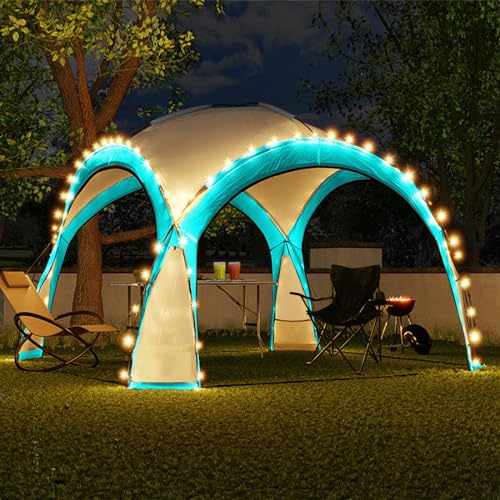 CAMPMORE Tienda de campaña con luces LED para 9-12 personas, 12 x 12 pies, con 2 paredes laterales y LED
