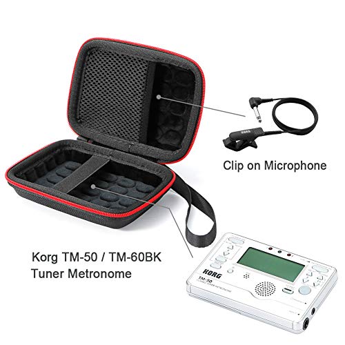 Hard Travel Case For Korg Tm-50 / Tm-60Bk Tuner Metronome And Clip On Microphone, Protective Carrying Storage Bag - Black (Black Lining) #TOP2