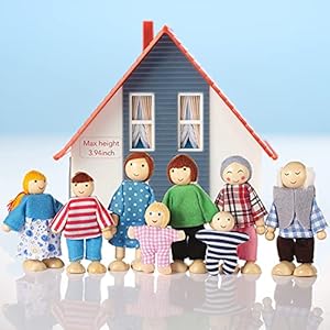 Wooden Doll House People of 8 Figures, Dolls Family Set for Girls Toddler Kids Dollhouse Accessories Toy Wooden Doll House People of 8 Figures Dolls Family Set for Girls Toddler Kids Dollhouse Accessories Toy