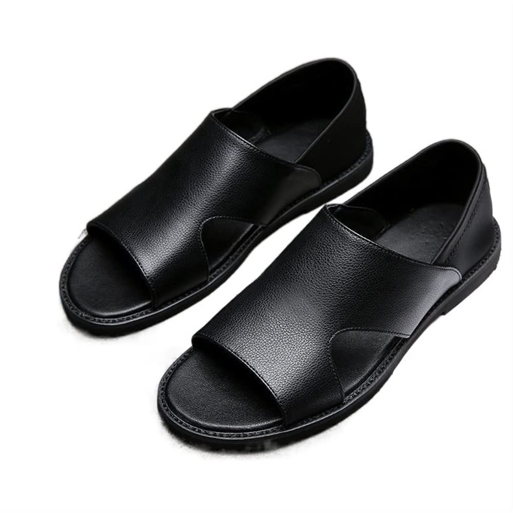 Sandale de plage en faux cuir noir pour homme : l'accessoire indispensable de vos vacances