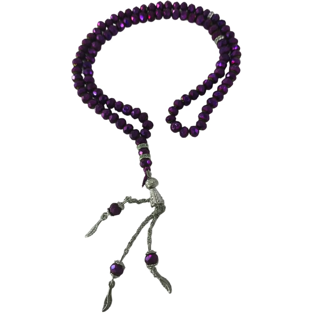 Lpitoy Amaranth Islamic Muslim Prayer Beads Glass Crystal Tasbih Misbaha Rondelle Upscale Faceted Glass Bead Fashion For Mohammed Rosary Jewelry