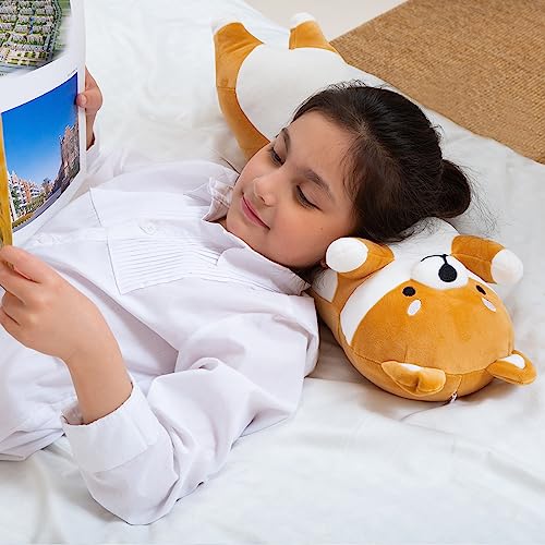 Aiuidun Langes Shiba Inu Plüschtier Riesiges Corgi Hund Stofftiere Plüschkissen Weiches Langes Hund Plüsch Spielzeug Kuschelkissen Geschenke für Mädchen Jungen (70cm/27.55inch, Yellow)