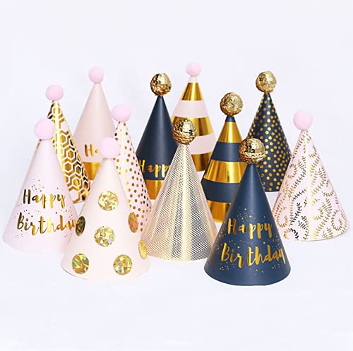 Kids and Adult Birthday Party Hats,Plush/Sequin Ball Party Birthday Hats,A Set of 12pcs (Party hat) - Thumbnail 3