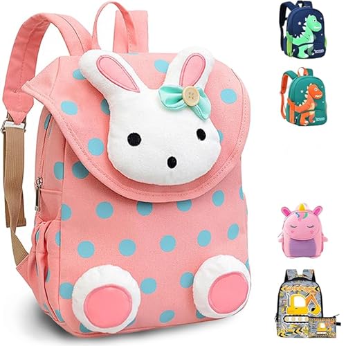 LUKIUP Hase Kindergartenrucksack, Kinderrucksack M&auml;dchen Pink, 28 * 23 * 10cm Kleiner Freund Rucksack Kindergarten, Wei&szlig;er Hase Rucksack f&uuml;r Kindergarten M&auml;dchen Ab 2-5 Jahren
