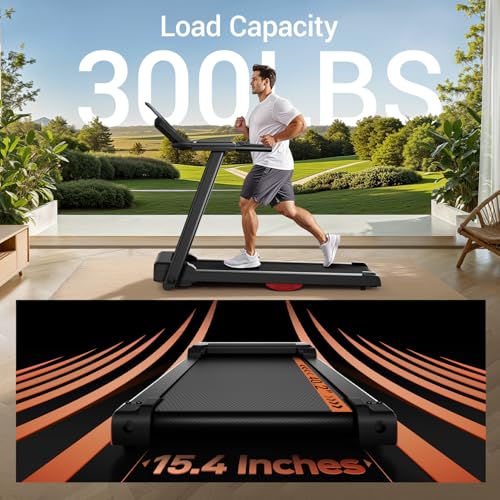 Treadmills for Home, 15% Incline Treadmill, Folding Treadmill Filpped Screen and Heart Rate Sensor, 3.0HP Quiet Brushless Dual Cushion System, 300lbs Weight Capacity4