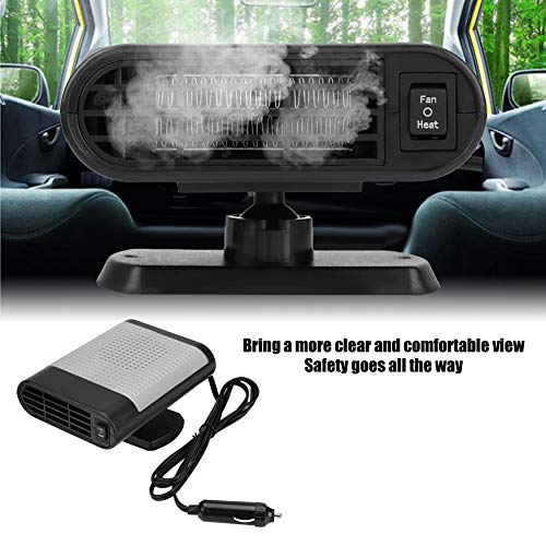 Ventola del radiatore per auto, 12V Car Electric Riscaldatore elettrico Riscaldatore Dryer Parabrezza Ventola Sbrinatore Demister(Black Gray)